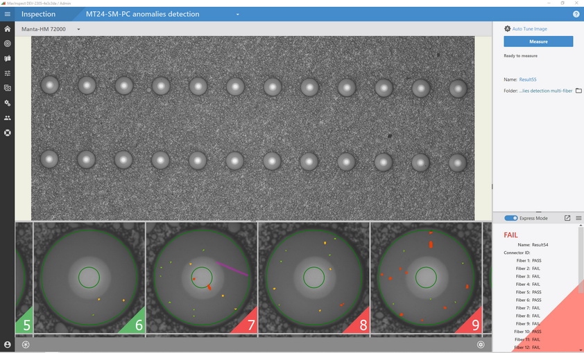 Zoomed-in test result for a 24-fiber MPO connector