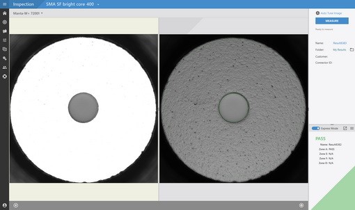Test result and live view of a high-power AR coated SMA connector with 400 um core